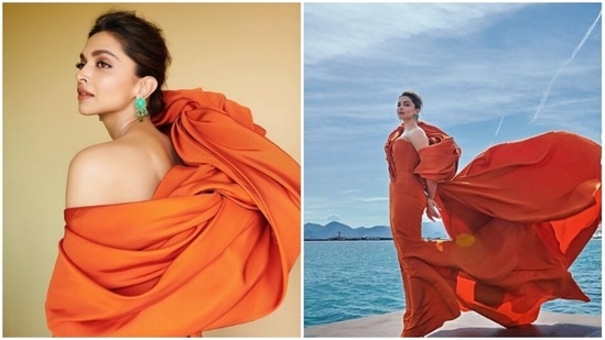 Cannes 2022: Deepika Padukone is on a spree of setting the fashion bar high for us this year at the Cannes. The actor is chairing as one of the juries for this year's Film Festival at Cannes. The 75th annual Film Festival of Cannes kickstarted on may 17. Deepika, a day back, walked the red carpet in a stunning orange gown and set fashion statements, yet again.(Instagram/@deepikapadukone)