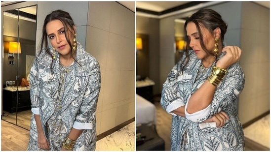 Neha Dhupia is currently in Ludhiana. The actor is slaying summer fashion in a monochrome co-ord set in Punjab. Neha shared a slew of pictures of her look from Ludhiana diaries on her Instagram profile a day back and made fashion lovers scurry to take notes. Take a look at her pictures here.(Instagram/@nehadhupia)