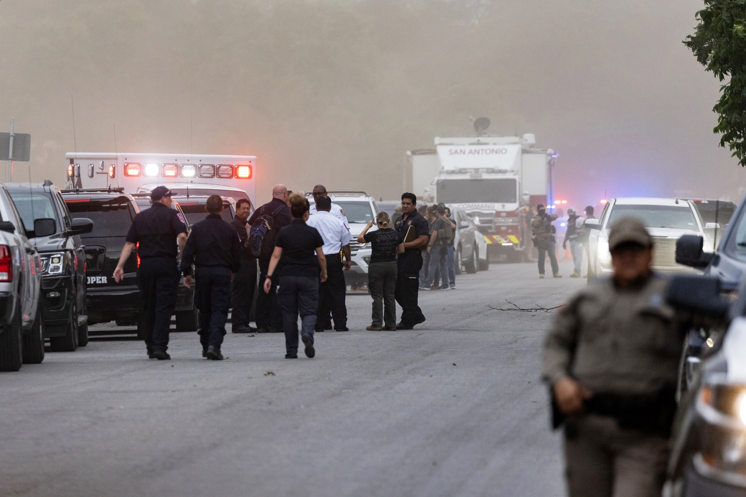 Law enforcement work the scene after a mass shooting at Robb Elementary School where 18 children were killed in Uvalde, Texas. (AFP) Law enforcement work the scene after a mass shooting at Robb Elementary School where 18 children were killed in Uvalde, Texas. (AFP)