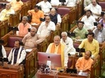 Uttar Pradesh finance minister Suresh Khanna presents budget in the Assembly on Thursday.&nbsp;