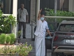 Congress leader Karti Chidambaram outside the CBI headquarters in New Delhi on Thursday.
