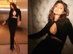 Anushka Sharma chose black for Karan Johar's birthday party.&nbsp;