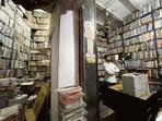 The bookstore, called Akhil Bharti, opens at 8 in the morning but there is no closing time. The bookstore, called Akhil Bharti, opens at 8 in the morning but there is no closing time.
