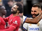 Sadio Mane and Mohamed Salah; Karim Benzema(Getty/AP) Sadio Mane and Mohamed Salah; Karim Benzema(Getty/AP)