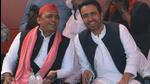 Samajwadi Party chief Akhilesh Yadav with Rashtriya Lok Dal president Jayant Chaudhary.