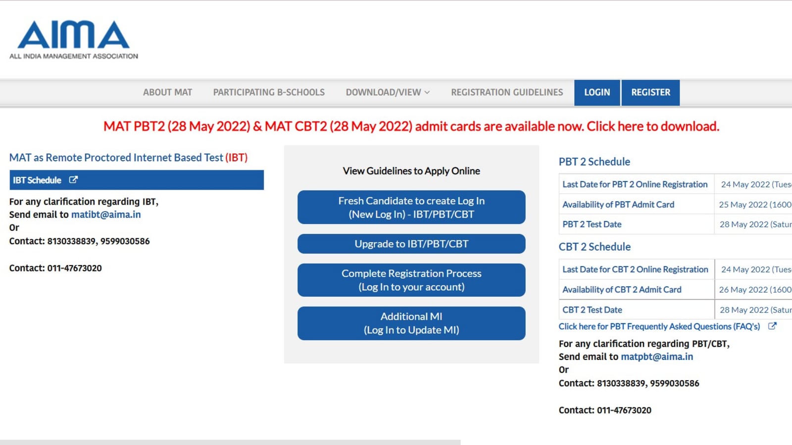 AIMA MAT CBT, PBT phase II admit cards out at mat.aima.in, link for hall tickets
