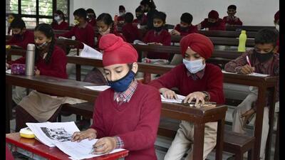 Students appearing in the National Achievement Survey exam at a government school in PAU, Ludhiana, on November 12, 2021. Students appearing in the National Achievement Survey exam at a government school in PAU, Ludhiana, on November 12, 2021.