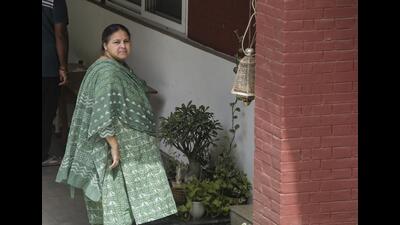 RJD MP Misa Bharti at her residence in New Delhi. (PTI)