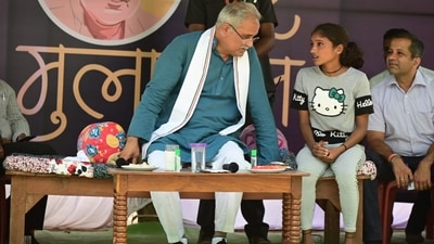 Chhattisgarh chief minister Bhupesh Baghel with Lokeshwari in Bastar. (Twitter/ANI) Chhattisgarh chief minister Bhupesh Baghel with Lokeshwari in Bastar. (Twitter/ANI)