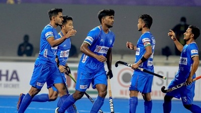 Indian men's hockey team in action (Hockey India) Indian men's hockey team in action (Hockey India)