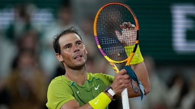 Spain's Rafael Nadal celebrates winning against France's Corentin Moutet in three sets, 6-3, 6-1, 6-4, during their second round match at the French Open tennis tournament in Roland Garros stadium in Paris, France (AP) Spain's Rafael Nadal celebrates winning against France's Corentin Moutet in three sets, 6-3, 6-1, 6-4, during their second round match at the French Open tennis tournament in Roland Garros stadium in Paris, France (AP)