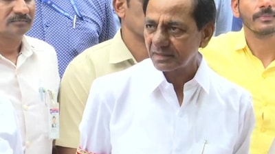 KCR, after a meeting with former PM Devegowda, spoke to reporters. (ANI) KCR, after a meeting with former PM Devegowda, spoke to reporters. (ANI) 