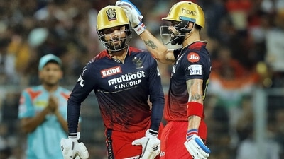 Virat Kohli and Rajat Patidar of Royal Challengers Bangalore in action against Lucknow Super Giants. (IPL) Virat Kohli and Rajat Patidar of Royal Challengers Bangalore in action against Lucknow Super Giants. (IPL)