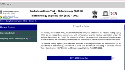 GAT B, BET Results 2022 out at dbt.nta.ac.in, direct link to check result here GAT B, BET Results 2022 out at dbt.nta.ac.in, direct link to check result here