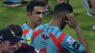 Gautam Gambhir and KL Rahul after the match. (Twitter) Gautam Gambhir and KL Rahul after the match. (Twitter)