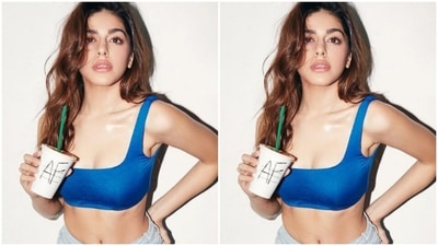 Alaya paired a bright blue cropped top with a pair of pastel blue distressed shorts. (Instagram/@alayaf)