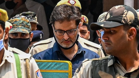Yasin Malik, who had pleaded guilty for the terror funding crimes, was sentenced to life by a Delhi court on Wednesday. (AFP) Yasin Malik, who had pleaded guilty for the terror funding crimes, was sentenced to life by a Delhi court on Wednesday. (AFP)