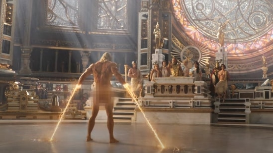 Chris Hemsworth in a still from the trailer of Thor: Love and Thunder.