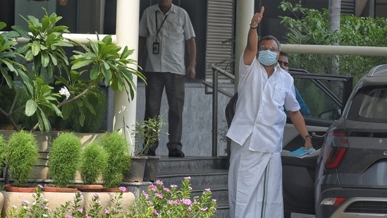 Congress leader Karti Chidambaram outside the CBI headquarters in New Delhi on Thursday.(Sanchit Khanna/ HT Photo)