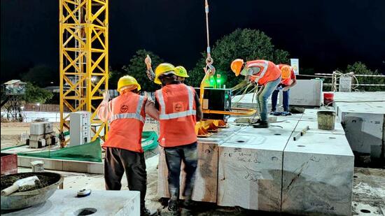 A view of the under-construction Shri Ram Janmabhoomi Temple in Ayodhya. (ANI) A view of the under-construction Shri Ram Janmabhoomi Temple in Ayodhya. (ANI)