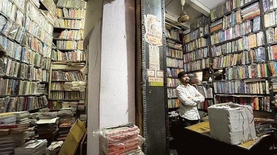 The bookstore, called Akhil Bharti, opens at 8 in the morning but there is no closing time.