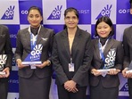 The four crew members were rewarded by the airline for their prompt action (twitter/GoFirstairways)
