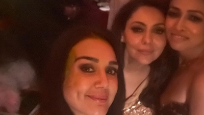 In another photo she shared on Friday, Preity Zinta was seen with interior designer Gauri Khan, and fashion designer Surily Goel. Gauri’s husband, actor Shah Rukh Khan was also spotted at Karan Johar’s birthday party. In another photo she shared on Friday, Preity Zinta was seen with interior designer Gauri Khan, and fashion designer Surily Goel. Gauri’s husband, actor Shah Rukh Khan was also spotted at Karan Johar’s birthday party. 