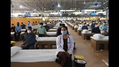 Medical professionals at the inauguration of the Sardar Patel Covid Care Centre and Hospital on June 27, 2020. (Vipin Kumar/HT PHOTO) Medical professionals at the inauguration of the Sardar Patel Covid Care Centre and Hospital on June 27, 2020. (Vipin Kumar/HT PHOTO)