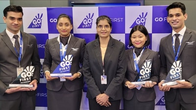 The four crew members were rewarded by the airline for their prompt action (twitter/GoFirstairways)