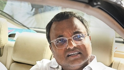 New Delhi: Congress MP Karti Chidambaram, accused of facilitating visas for Chinese nationals by flouting rules, leaves the CBI headquarters, in New Delhi, Thursday.&nbsp; (PTI)