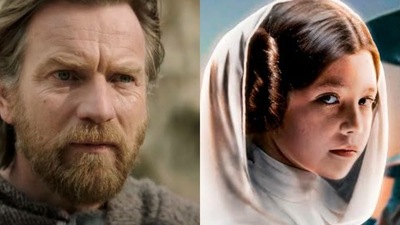 Ewan McGregor as Obi-Wan and Vivien Lyra Blair as Princess Leia in the Star Wars spin-off miniseries Obi-Wan Kenobi. Ewan McGregor as Obi-Wan and Vivien Lyra Blair as Princess Leia in the Star Wars spin-off miniseries Obi-Wan Kenobi.