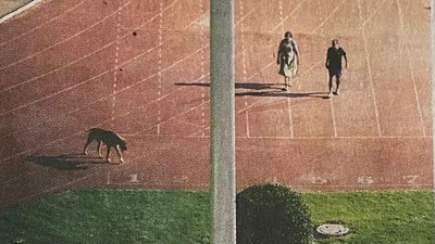 The viral photo of the IAS couple and their dog. (Courtesy: Indian Express)