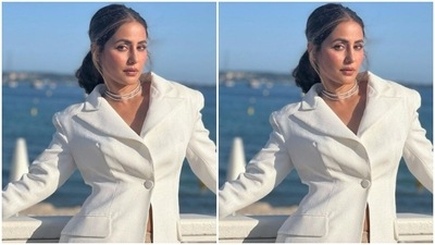 Hina wore her tresses into a ponytail with a middle part. (Instagram/@realhinakhan)