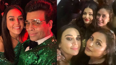 Preity Zinta shared some selfies from Karan Johar's birthday party.&nbsp;