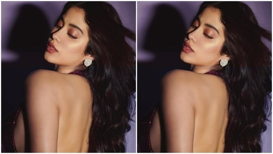 In white ear studs and maroon stilettos, Janhvi aptly accessorised her look for the day.(Instagram/@janhvikapoor)