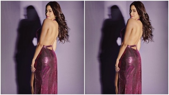 Styled by fashion stylist Tanya Ghavri, Janhvi wore her tresses open in wavy curls with a middle part.(Instagram/@janhvikapoor)