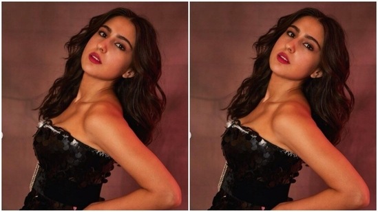 Styled by hairstylist Sourav Roy, Sara wore her tresses open in beach wavy curls with a middle part.(Instagram/@saraalikhan95)