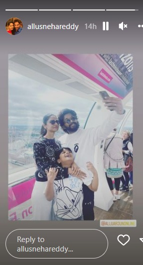 Sneha shares pic with husband Allu Arjun and their son.