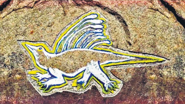 Apart from vulnerable species, Dey has begun etching single cell organisms and pre-historic dinosaurs onto the rocks at Purulia.