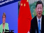This file handout image taken and released by the Office of the OHCHR shows a screen of UN human rights chief Michelle Bachelet attending a virtual meeting with China's President Xi Jinping, in Guangzhou.(AFP) This file handout image taken and released by the Office of the OHCHR shows a screen of UN human rights chief Michelle Bachelet attending a virtual meeting with China's President Xi Jinping, in Guangzhou.(AFP)
