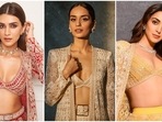 Kriti Sanon, Manushi Chhillar or Kiara Advani, which diva wore the stunning bralette and sharara set better?(Instagram) Kriti Sanon, Manushi Chhillar or Kiara Advani, which diva wore the stunning bralette and sharara set better?(Instagram)