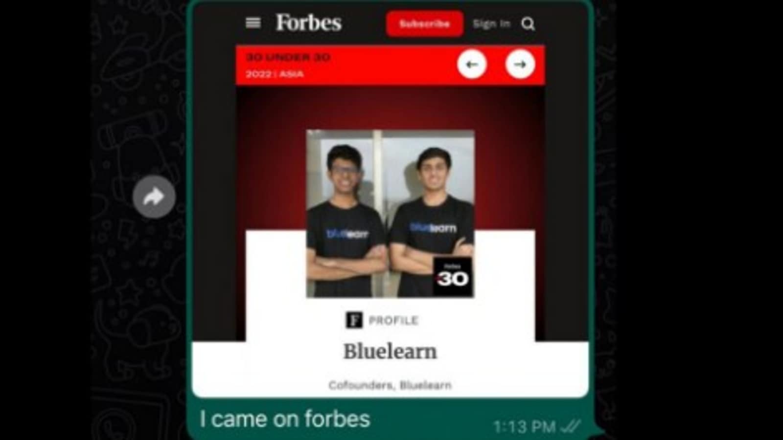 Man makes it to Forbes 30 Under 30, texts dad. His reaction sparks laughter