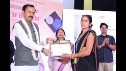 Deputy CM Keshav Prasad Maurya at the launch of ‘Alankaar’ - an exclusive range of home decor products prepared by women artisans from Hardoi. (Sourced)