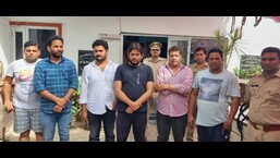 Those arrested in police custody in Meerut (HT Photo) Those arrested in police custody in Meerut (HT Photo)