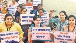 With the strike entering into the indefinite phase, a student nurse said their routine has changed with extended work hours and no lectures. (Bhushan Koyande/HT Photo)