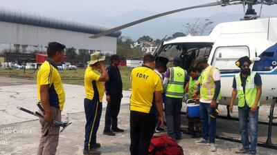 The Uttarakhand State Disaster Response Force (SDRF) has sent a High-Altitude Rescue team and a chopper to the area to launch a rescue operation on Saturday evening. (SDRF.) The Uttarakhand State Disaster Response Force (SDRF) has sent a High-Altitude Rescue team and a chopper to the area to launch a rescue operation on Saturday evening. (SDRF.)