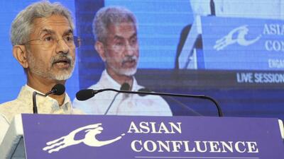 External affairs minister S Jaishankar addressed the Asian Confluence River Conclave, NADI-3, in Guwahati on Saturday. (PTI) External affairs minister S Jaishankar addressed the Asian Confluence River Conclave, NADI-3, in Guwahati on Saturday. (PTI)