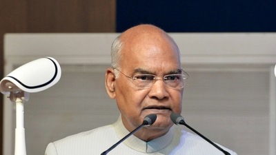 Bhopal, May 28 (ANI): President Ram Nath Kovind addresses a function on the subject 'One-Nation-One Health System is the need of Hour' organised by the Arogya Bharati, in Bhopal on Saturday. (ANI Photo) Bhopal, May 28 (ANI): President Ram Nath Kovind addresses a function on the subject 'One-Nation-One Health System is the need of Hour' organised by the Arogya Bharati, in Bhopal on Saturday. (ANI Photo)