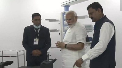 PM Modi also inspected the newly built Matushri KDP Multispeciality Hospital, which is managed by Shree Patel Seva Samaj. (ANI) PM Modi also inspected the newly built Matushri KDP Multispeciality Hospital, which is managed by Shree Patel Seva Samaj. (ANI)