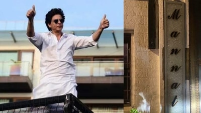 The name plate at Shah Rukh Khan's home Mannat (right) has been absent for weeks now. The name plate at Shah Rukh Khan's home Mannat (right) has been absent for weeks now.